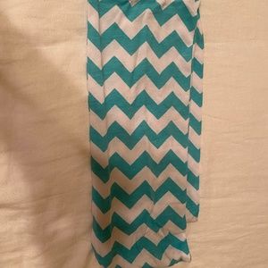 Aqua and white chevron infinity scarf